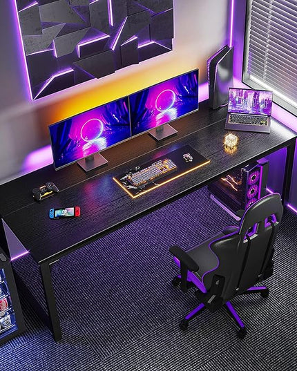 Coleshome 71 Inch Computer Desk, Modern Simple Style Desk for Home Office, Study Student Writing Desk, Black - LeafyLoom