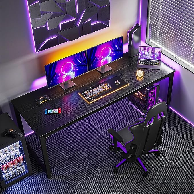 Coleshome 71 Inch Computer Desk, Modern Simple Style Desk for Home Office, Study Student Writing Desk, Black - LeafyLoom