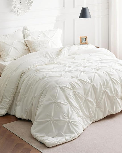 Bedsure Full Size Comforter Sets - Bedding Sets Full 7 Pieces, Bed in a Bag Ivory Bed Sets with Comforter, Sheets, Pillowcases & Shams, Adult & Kids Bedding - LeafyLoom