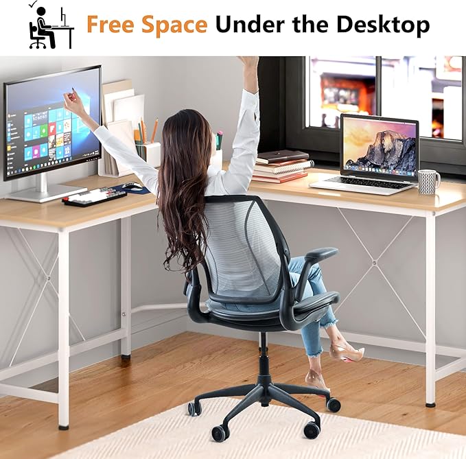 soges L Shaped Desk, 59inch L Desk Computer Corner Desk, Gaming Desk, Home Office Writing Desk, Space-Saving Workstation Desk, Maple - LeafyLoom