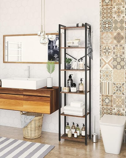 YMYNY Bookshelf, 6-Tier Ladder Shelf Organizer, Narrow Shelving Unit, Corner Storage Racks, Large Capacity Bookcase, for Home Office Living Room Balcony Bathroom, Metal Frame,HBC001H - LeafyLoom