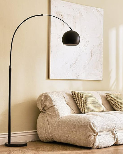 Arc Floor Lamps Metal Shade, BlackFloor Lamp Over The Couch, 360° Rotatable Standing Lamp for Reading Office, Bedroom, Living Room - LeafyLoom
