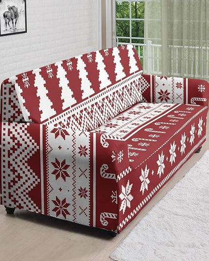 FKELYI Boho Christmas Easy Going Stretch Sofa Slipcover Washable Sofa Couch Cover Comfortable Furniture Protector with Elastic Bottom XL FKELYI