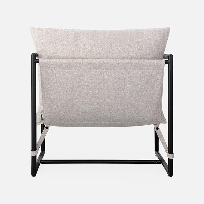 ZINUS Aidan Sling Accent Chair / Metal Framed Armchair with Shredded Foam Cushioning, Oatmeal - LeafyLoom