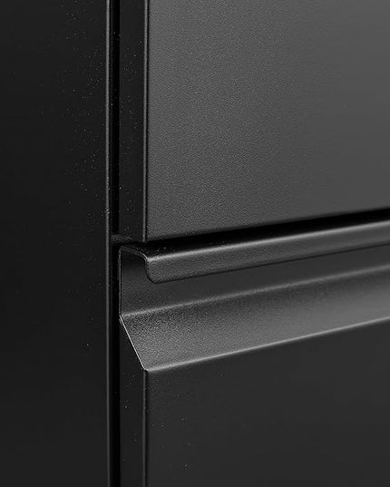 2 Drawer Mobile Lock and Casters,Pre-Assembled Metal Office Storage Filing Cabinets w/Anti-Dumping Fifth Round,for Letter/Legal/A4 Size,Black - LeafyLoom