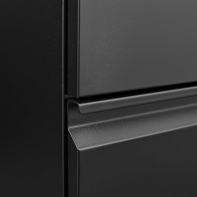 2 Drawer Mobile Lock and Casters,Pre-Assembled Metal Office Storage Filing Cabinets w/Anti-Dumping Fifth Round,for Letter/Legal/A4 Size,Black - LeafyLoom