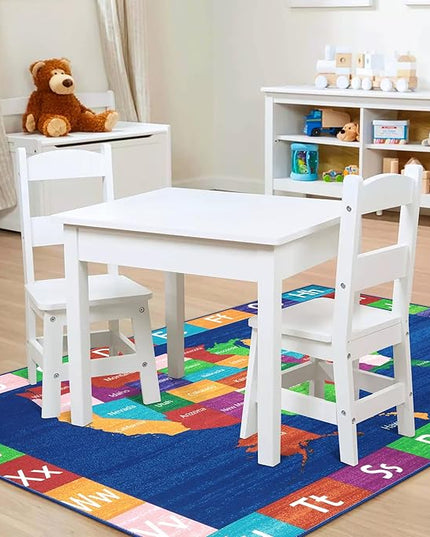 LIVEBOX USA Map ABC Baby Play Mat for Kids Room, 3x5 Ft Alphabet Washable Classroom Rug, Kids Playroom Rug for Educational, Non-Slip Baby Crawling Mat for Nursery Room, Toddlers Room - LeafyLoom