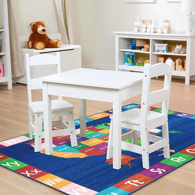 LIVEBOX USA Map ABC Baby Play Mat for Kids Room, 3x5 Ft Alphabet Washable Classroom Rug, Kids Playroom Rug for Educational, Non-Slip Baby Crawling Mat for Nursery Room, Toddlers Room - LeafyLoom