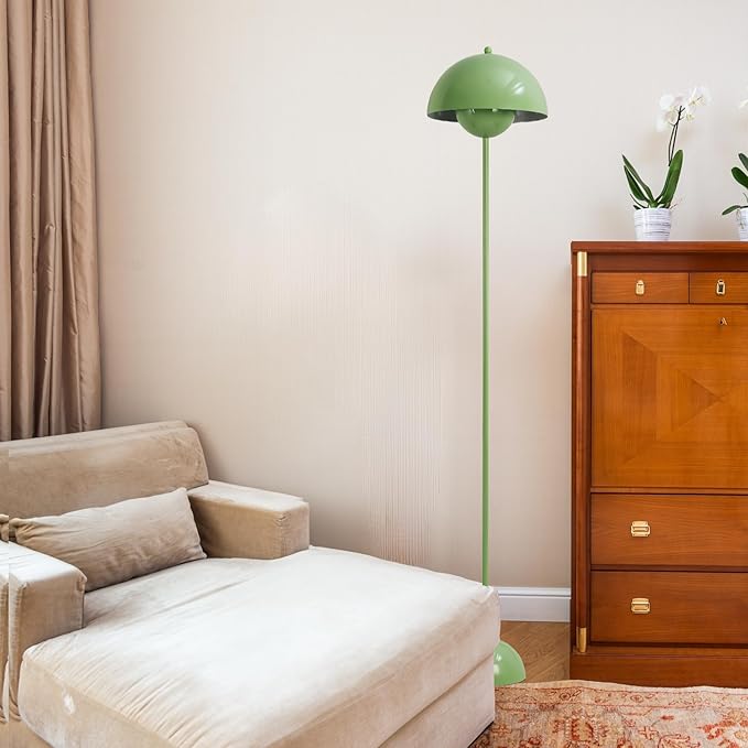 COSYLUX Modern Floor Lamp for Living Room, Industrial Tall Standing Lamp for Bedroom, Metal Shade Reflecting Light reading Floor Lamp for Office, Nursery Room, Corner(Pastel Green) - LeafyLoom