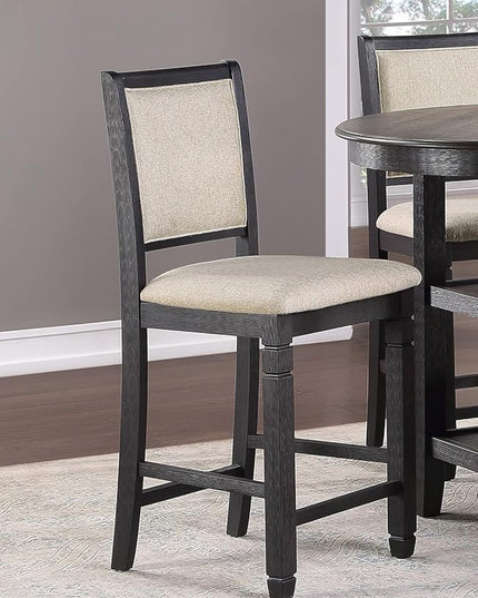 NicBex Dining Table Set for 4 Kitchen & Dining Room Tables 5Pc Counter Height Dining Set Table with Built-in Shelves and 4X Counter Height Chairs for Small Space, Black - LeafyLoom