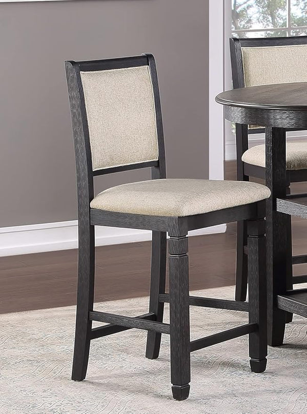 NicBex Dining Table Set for 4 Kitchen & Dining Room Tables 5Pc Counter Height Dining Set Table with Built-in Shelves and 4X Counter Height Chairs for Small Space, Black - LeafyLoom
