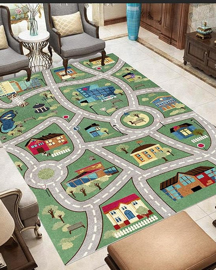 Analog ABC Kids Rug Playroom Car Rug Play Mat City Life Road Rug for Cars Fun City Map for Carpet for Bedroom Boys (63 * 94 inches, Charming Township) - LeafyLoom