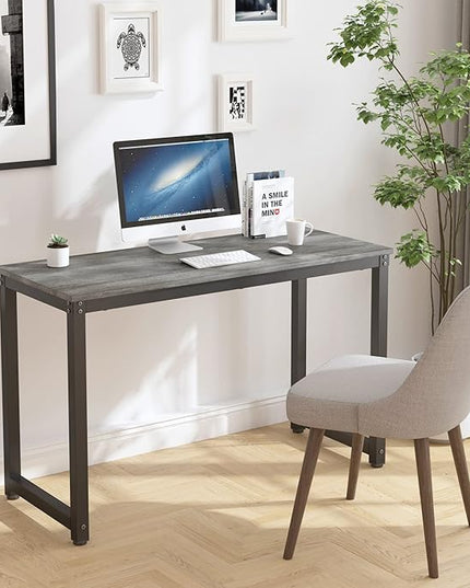 47 Inch Small Space Computer Desk, Home Office Desk, Heavy Duty Multipurpose Table, Study Desk Workstation, Gray - LeafyLoom