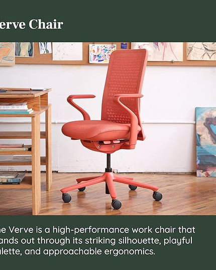 Branch Verve Chair - High Performance Executive Office Chair with Contoured Seat Back and Adjustable Lumbar Rest - High Density Foam Cushion with Aluminum Base - Up to 275 lbs - Coral - LeafyLoom