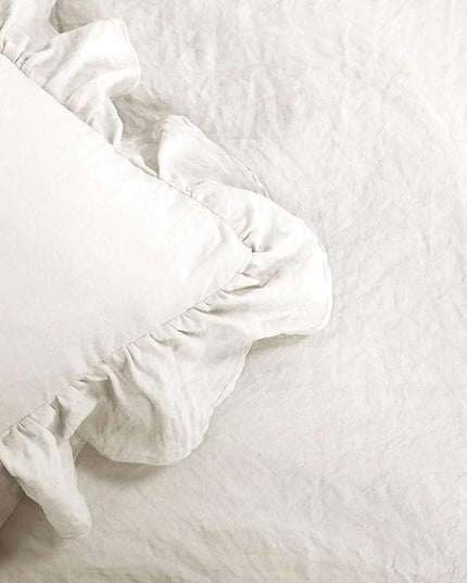 Lush Decor Reyna Ruffle Comforter Set - 3 Piece Cozy Ruffled Bedding Set - Timeless Elegance and Comfort for Bedroom - California King, White - LeafyLoom