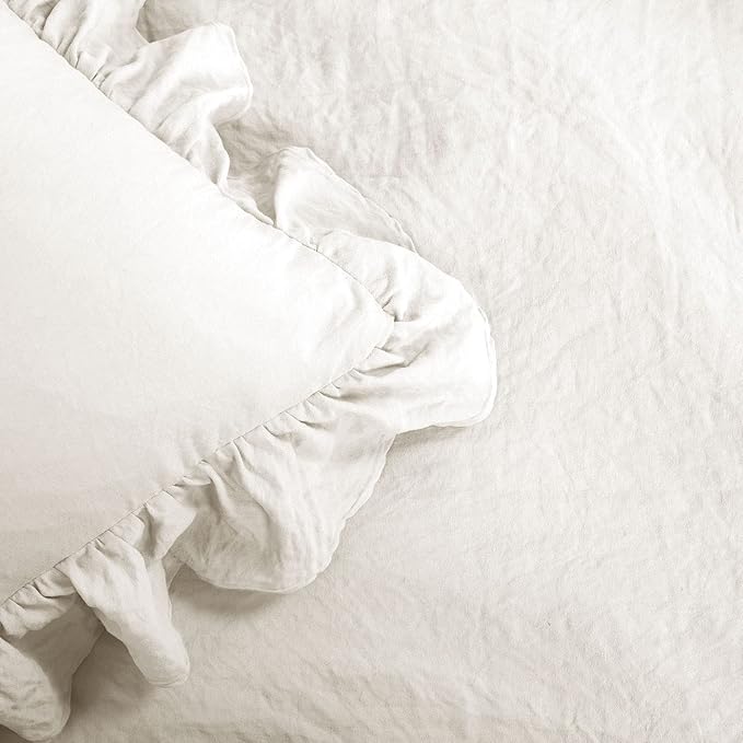 Lush Decor Reyna Ruffle Comforter Set - 3 Piece Cozy Ruffled Bedding Set - Timeless Elegance and Comfort for Bedroom - California King, White - LeafyLoom