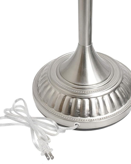 Elegant Designs LF2001-BSN 1 Light Torchiere Marbleized White Glass Shade Floor Lamp, Brushed Nickel - LeafyLoom
