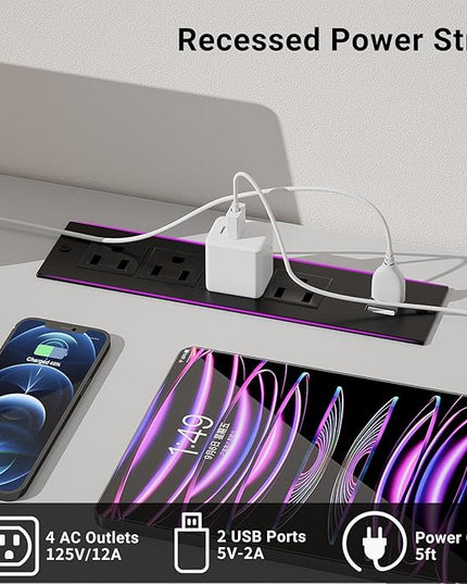 Reversible L Shaped Computer Desk Power Outlets and USB Ports, Large Corner Desk, Sturdy Home Office Gaming Table with Storage, Unique Grid Design Writing Desk, Easy to Assemble, Pure White - LeafyLoom