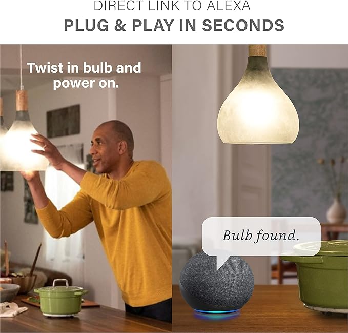 Sengled Light Bulb, S1 Auto Pairing with Alexa Devices, Color Changing , Smart Light that Work with , Bluetooth Mesh Smart Home Lighting, E26 60W Equivalent, 800LM, 4 Count (Pack of 1) LeafyLoom