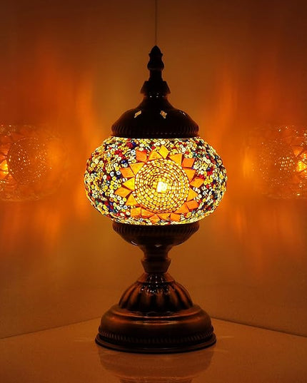 Turkish Table Lamp Handcrafted Mosaic and Stained Glass Moroccan Lamp for Home Decor - LeafyLoom