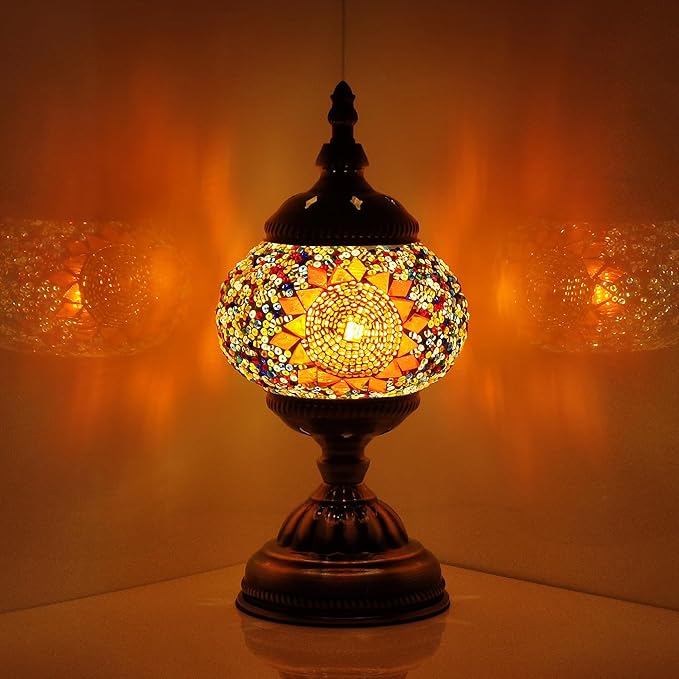Turkish Table Lamp Handcrafted Mosaic and Stained Glass Moroccan Lamp for Home Decor - LeafyLoom