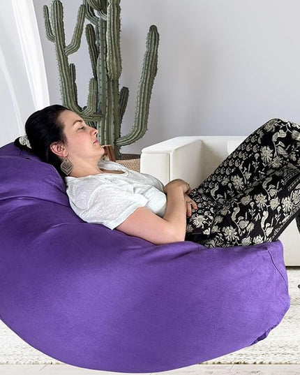 Bean Bag Chair Cover 3.5 ft (No Filler) | XL Stuffed Animal Storage | Double Stitched | Long Durable Zipper | Premium Microsuede… - LeafyLoom