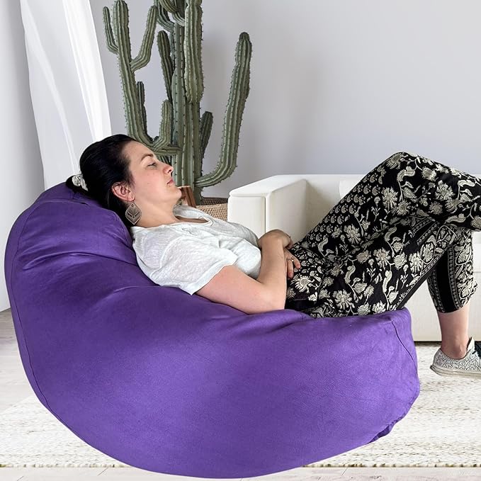 Bean Bag Chair Cover 3.5 ft (No Filler) | XL Stuffed Animal Storage | Double Stitched | Long Durable Zipper | Premium Microsuede… - LeafyLoom