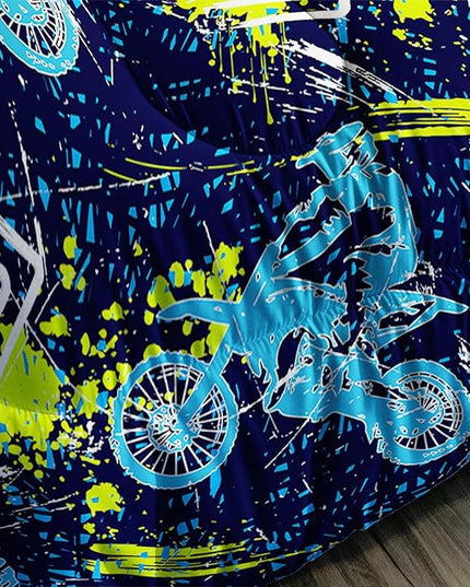 Axolotl Boys Dirt Bike Bedding Set Queen,Dirt Bike Comforter Set,Extreme Sports Tie Dye Bedding Set Motor Biker,Motocross Rider Comforter Set for Boys Kids Teens Men,1 Quilt 2 Pillowcases,Blue Green - LeafyLoom