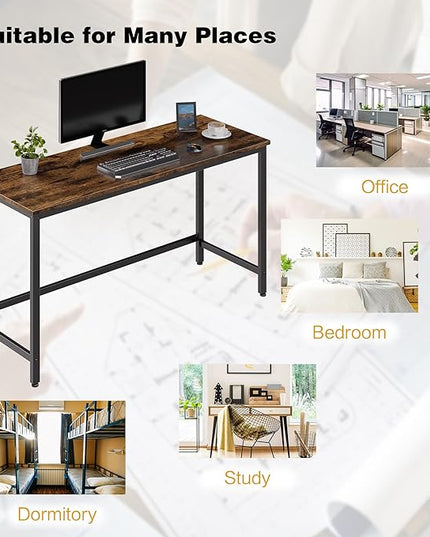 Shintenchi 55 inch Computer Desk, Study Workstation Modern Simple Design for Home Office, Student Writing Desk, Office Working Desk, Vintage Brown - LeafyLoom