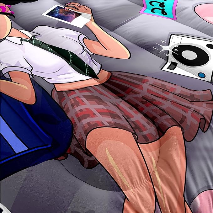 Black Girl Comforter Set - Twin Comforter Set for Girls - African American Comforter Sets for Girls Kids Comforter Sets for Girls Bedroom Decor 2 Piece Pretty Black Girl Bedding Set with 1 Pillowcase - LeafyLoom