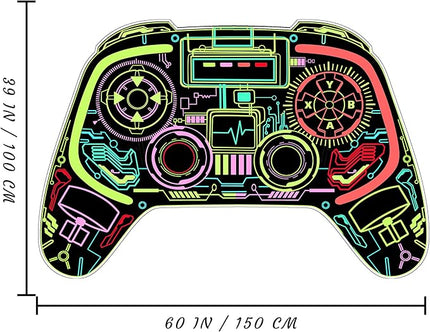 Gaming Rug for Boys Room Decor, Gamer Rugs Glow in The Blacklight Video Game Carpet Teens Playroom Non-Slip Area Rug Game Bedroom Floor Casual Mat (60"x39") - LeafyLoom