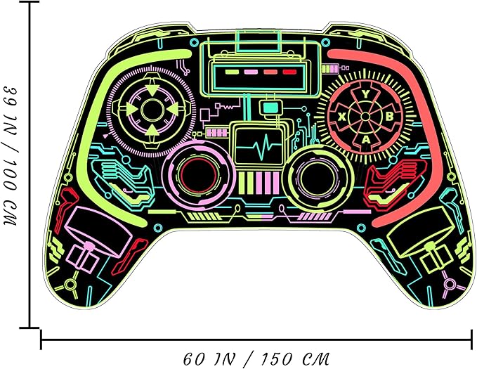 Gaming Rug for Boys Room Decor, Gamer Rugs Glow in The Blacklight Video Game Carpet Teens Playroom Non-Slip Area Rug Game Bedroom Floor Casual Mat (60"x39") - LeafyLoom