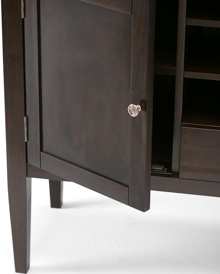 SIMPLIHOME Carlton SOLID WOOD 54 Inch Wide Transitional TV Media Stand in Dark Tobacco Brown for TVs up to 60 Inches, For the Living Room and Entertainment Center - LeafyLoom