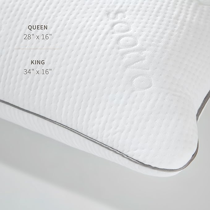 Saatva Graphite Memory Foam Pillow - Cooling Comfort & Contouring Support Ideal for Side Sleepers - Removable & Machine-Washable Cotton Knit Cover - King (34"x16") 1 Pack - LeafyLoom