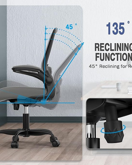 Office Chair, Ergonomic Desk Chair with Adjustable Lumbar Support, High Back Mesh Computer Chair with Flip-up Armrests-BIFMA Passed Task Chairs, Executive Chair for Home Office - LeafyLoom