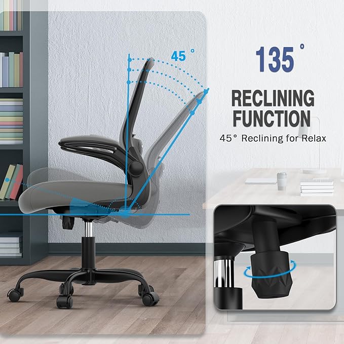 Office Chair, Ergonomic Desk Chair with Adjustable Lumbar Support, High Back Mesh Computer Chair with Flip-up Armrests-BIFMA Passed Task Chairs, Executive Chair for Home Office - LeafyLoom