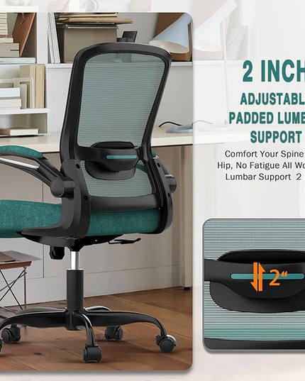Office Chair, Ergonomic Desk Chair with Adjustable Lumbar Support, High Back Mesh Computer Chair with Flip-up Armrests-BIFMA Passed Task Chairs, Executive Chair for Home Office - LeafyLoom