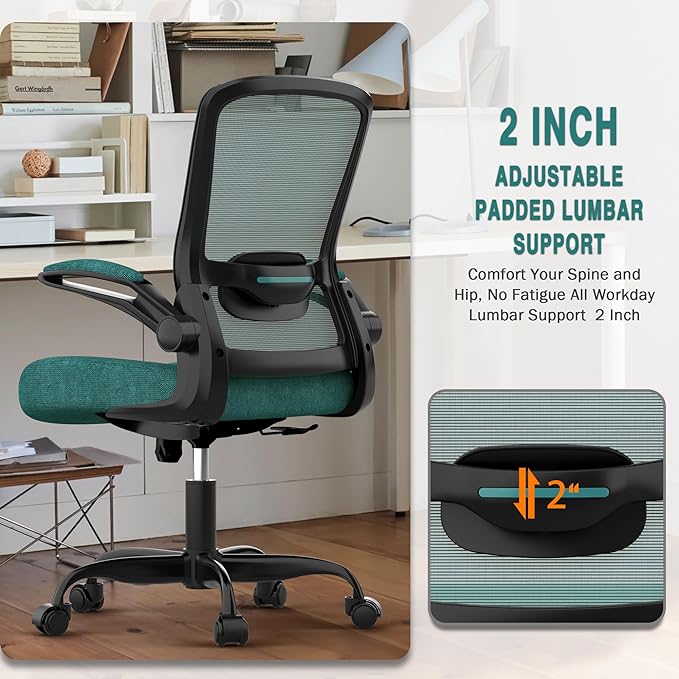 Office Chair, Ergonomic Desk Chair with Adjustable Lumbar Support, High Back Mesh Computer Chair with Flip-up Armrests-BIFMA Passed Task Chairs, Executive Chair for Home Office - LeafyLoom