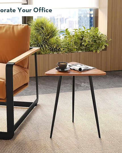 SAYGOER Walnut End Table Small Triangle Side Table Mid Century Night Stand Rustic Farmhouse Bedside Table,Retro Accent Sofa Table for Living Room Bedroom Easy Assembly,Walnut Oak - LeafyLoom