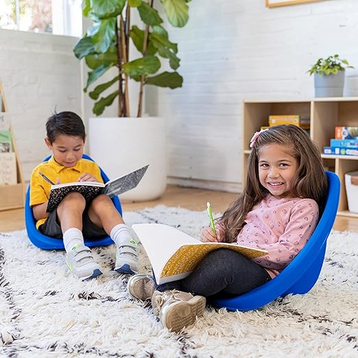 ECR4Kids Leaf Floor Seat, Rocker Chair, Blue, 6-Piece - LeafyLoom