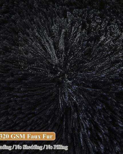 XeGe Faux Fur Reading Pillow Cover (No Filler), Fluffy Backrest Pillow Case for Sitting in Bed, Adults Kids Shaggy Sit Up Back Support Study Pillow Cover for Couch Chair Home Decoration, Black - LeafyLoom