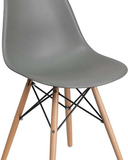 Flash Furniture 2 Pack Elon Series Moss Gray Plastic Chair with Wooden Legs - LeafyLoom