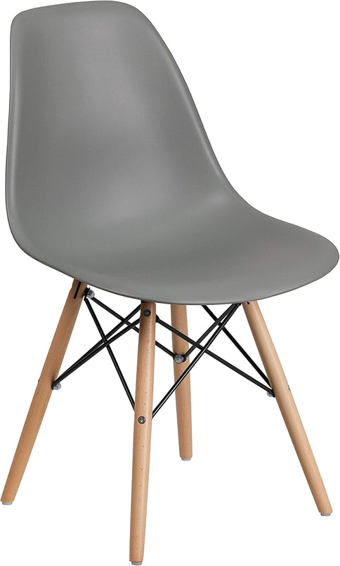 Flash Furniture 2 Pack Elon Series Moss Gray Plastic Chair with Wooden Legs - LeafyLoom