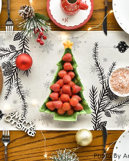 Artoid Mode Red Pine Trees 2PCS Merry Christmas Table Runner, Seasonal Winter Holiday Kitchen Dining Table Decoration for Home Party Decor 13x72 Inch ArtoidMode
