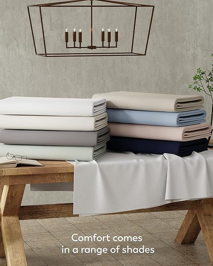 Purity Home Organic 100% Cotton King Size Sheets Set Light Green, Percale Weave King Bedding Set, Crisp, Cooling & Breathable Light Green Bed Sheets King Size, Fits Mattress Upto 16" Deep Pocket - LeafyLoom