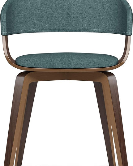 SIMPLIHOME Lowell Mid Century Modern Bentwood Dining Chair in Light Turquoise Blue Linen Look Fabric, For the Dining Room - LeafyLoom