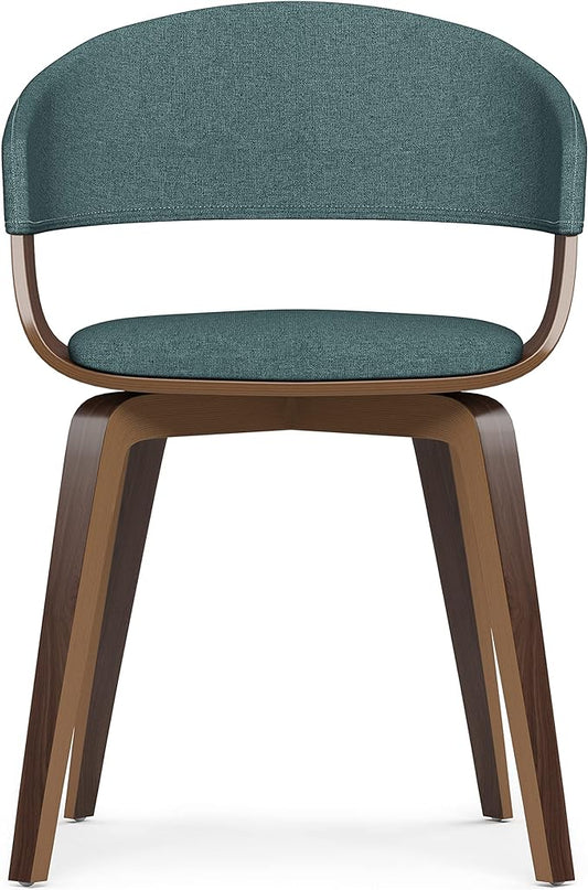 SIMPLIHOME Lowell Mid Century Modern Bentwood Dining Chair in Light Turquoise Blue Linen Look Fabric, For the Dining Room - LeafyLoom