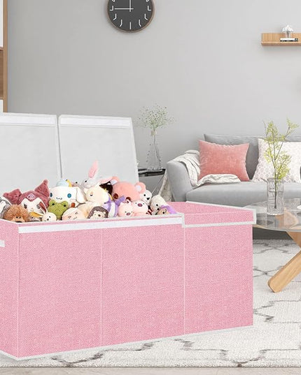 Toy Storage for Girls - Extra Large Kids Toy Box Chest,Collapsible Toy Organizers and Storage for Nursery,Playroom,Office 35.8"x12.6"x16"(Pink) - LeafyLoom
