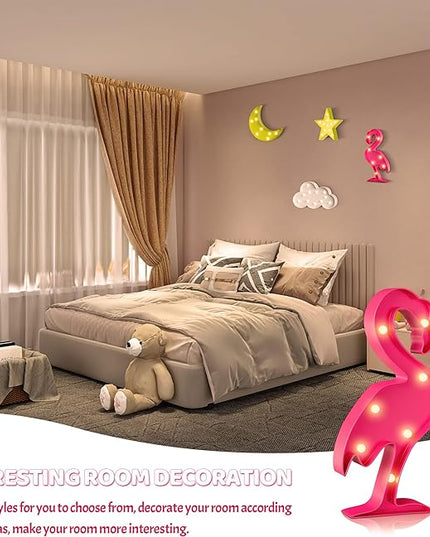 Pink Flamingo Decor, Flamingo Party Decorations, Battery Powered Flamingo Night Light for Kids, Tropical Kids Room Decor, Hawaiian Party Pecorations, Luau Party Decorations - LeafyLoom