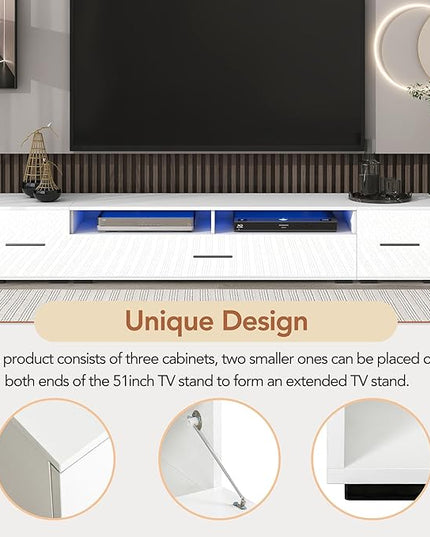 NicBex TV Stand for 90+ Inch TV LED Entertainment Center Media Storage Console Table with High Gloss TV Cabinet and 16-Color RGB LED for Living Room,Bedroom, 82.60 Inch,White - LeafyLoom